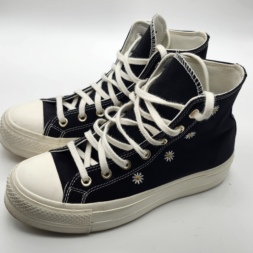 Converse Festival Smoothie Black High-Top Sneakers with Daisy Embroidery